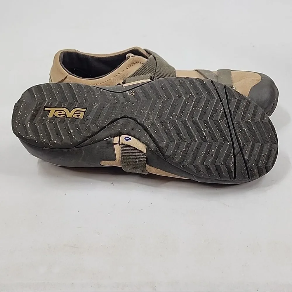 TEVA Ryley 6054 Cross Strap Hiking Trail Brown Suede Shoes Snap Slip On 8